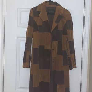 Floor length leather/suede coat